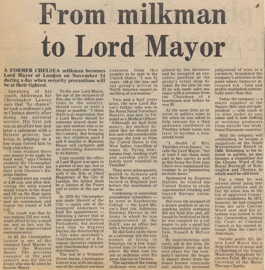 19811030 SIR CHRISTOPHER LEAVER MILKMAN TO LORD MAYOR CN.jpg